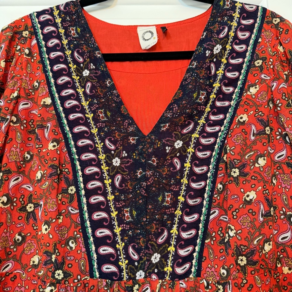 Anthropologie Akemi + Kin Rosalind Embroidered Dress Boho Festival Size Medium - Picture 5 of 13